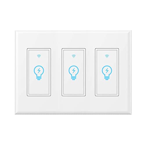3 Gang Smart Switch: WiFi Light Switch In-wall Compatible with Amazon Alexa Google Home