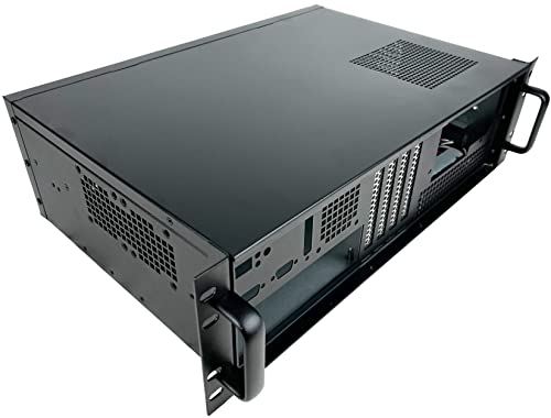 3U Server Chassis - Compact 12" Deep 19" Rackmount ATX Computer Case (Back or Front Rack Mount for Easy Access to Rear Components & Ports) 4 Bay 1x5.25 3x3.5; 4X Full Expansion Slots -Tupavco TP1833