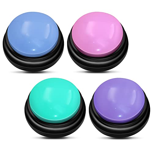 4 Color Dog Buttons for Communication, TRELC Voice Recording Button Pet Training Buzzer, 30 Seconds Customize Record & Playback Button, for Dog, Puppy, Cat