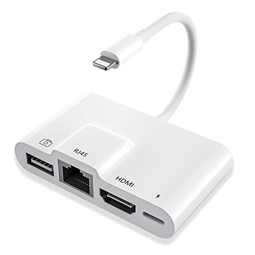 4 in 1 Lightning to HDMI Adapter and Ethernet LAN Wired Adapter