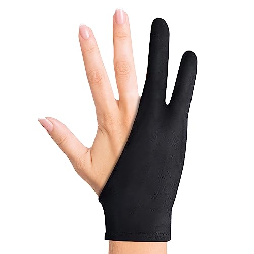 Articka Artist Glove for Drawing Tablet, iPad smudge Guard, Two-finger,  Reduces Friction, Elastic Lycra, Good for Right and Left Hand 