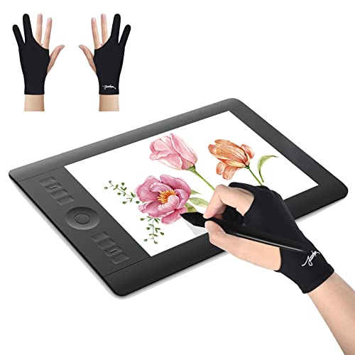  Articka Artist Glove for Drawing Tablet, iPad (Smudge Guard,  Two-Finger, Reduces Friction, Elastic Lycra, Good for Right and Left Hand)  (Small, Black 2-Pack) : Electronics