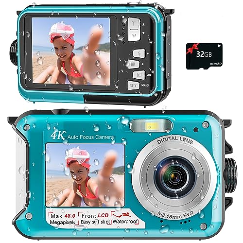4K Waterproof Camera with Dual-Screen and Autofocus