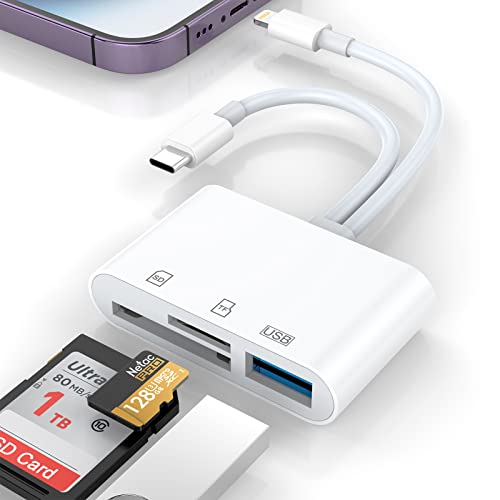 5-in-1 Lightning to SD Card Reader for iPhone, Easy Plug and Play Transfer