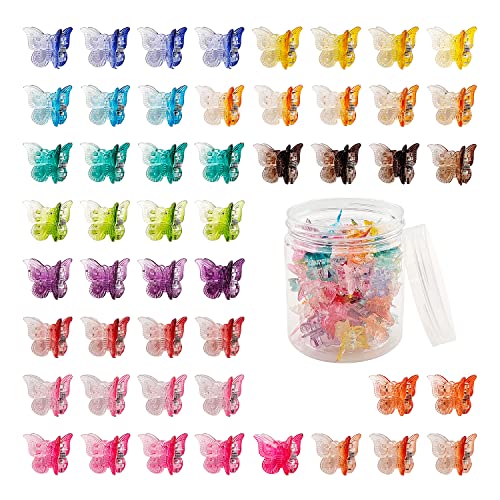 50 Packs Assorted Color Butterfly Hair Clips, Beautiful Mini Butterfly Hair Clips Hair Accessories for Women and Girls (Gradient Colors)