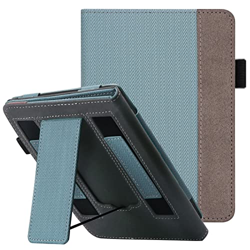 WALNEW Stand Case for Kindle Paperwhite 11th Generation - Premium PU Leather Book Cover with Stand and Hand Straps