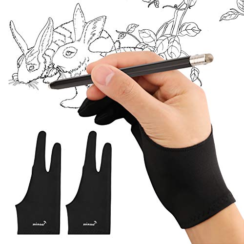 Eease 2 Pairs Drawing Glove Artist Glove Tablet Digital Art Glove Two-Finger Sketch Glove, Women's, Size: Medium, Black