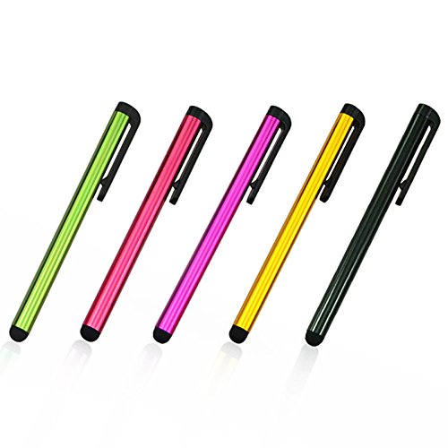 5pack Universal Small Touch Stylus Metal Pen for Mobile Phone Cell Smart Phone Tablet iPad iPhone (Multi Color - 5pcs)