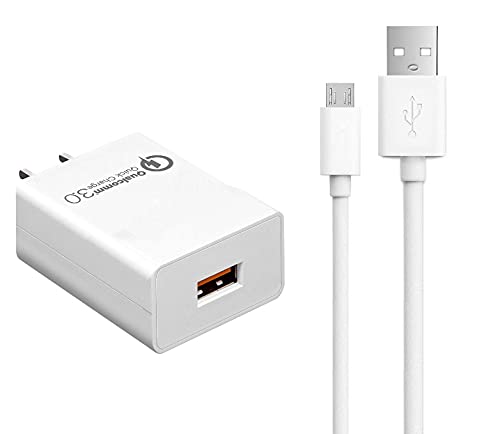 6FT Micro USB Cable & AC Block Wall Adapter for Amazon Kindle