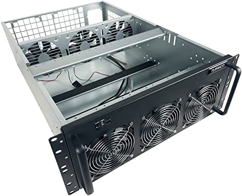 8 GPU Mining Rig Case - 4U Rack Mount Miner Server Chassis Frame (8 Graphic Card Slots) 19" Rackmount Computer Cabinet Enclosure w/ 6 Fans - Tupavco TP1846