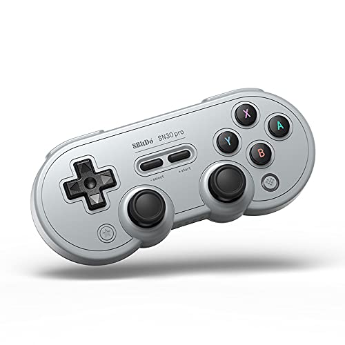 8Bitdo SN30 Pro Wireless Bluetooth Controller with Joysticks Rumble Vibration USB-C Cable Gamepad Compatible with Switch, Windows, Mac OS, Android, Steam (Gray Edition)