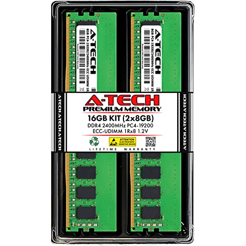 A-Tech 16GB Kit (2x8GB) Memory RAM for HP Z240 Workstation - DDR4 2400MHz PC4-19200 ECC Unbuffered UDIMM 1Rx8 1.2V - Server