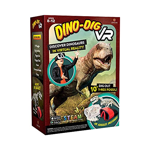 Abacus Brands Dino Dig VR - Virtual Reality Kids Science Kit, Book and Interactive STEM Learning Activity Set