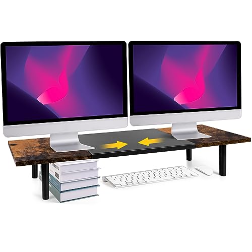 Adjustable Length Dual Monitor Stand Riser