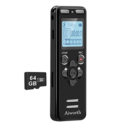 aiworth 72GB Digital Voice Recorder for Lectures Meetings