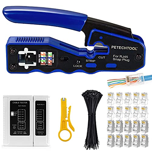 All-in-one RJ45 Crimp Tool with Cable Tester and Connectors