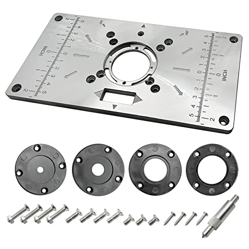 Aluminum Router Table Insert Plate for Woodworking - Black