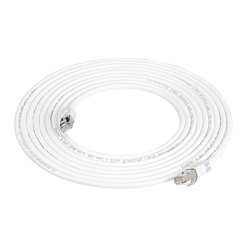 Amazon Basics RJ45 Cat 7 High-Speed Gigabit Ethernet Patch Internet Cable, 10Gbps, 600MHz - White, 15-Foot