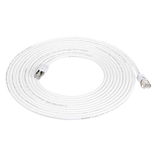 Amazon Basics RJ45 Cat 7 High-Speed Gigabit Ethernet Patch Internet Cable, 10Gbps, 600MHz - White, 20-Foot