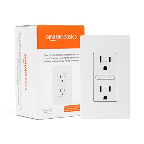 Amazon Basics Smart In-Wall Outlet - Upgrade Your Home with Alexa Control