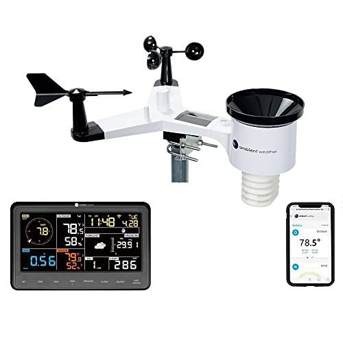 WiFi Weather Station, 10.2 inch Large Display Wireless Weather Station, Weather Stations Wireless Indoor Outdoor with Rain Gauge and Wind Speed
