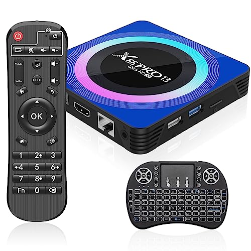 Android 13 TV Box with Backlit Wireless Mini Keyboard