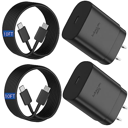 Android Phone Charger Super Fast Charging 25W USB Type C Charger Cable 10FT and Fast Charging Block for Samsung Galaxy S23 Ultra/S23/S22 Ultra/S22/S22+/S21/S20/Note10/10 Plus/Note 20/20 Ultra