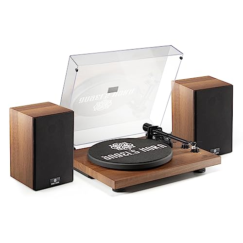 ANGELS HORN Vinyl Record Player with Hi-Fi System and Bookshelf Speakers