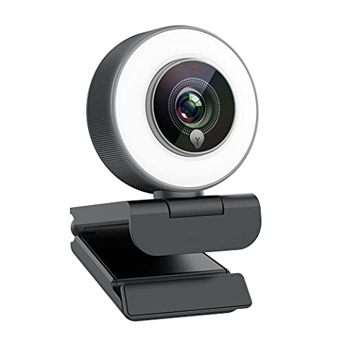 Angetube 1080P HD Webcam with Ring Light and Mic