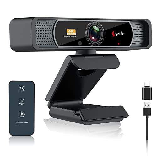 Angetube 4K Webcam with Remote and Noise-Canceling Mics