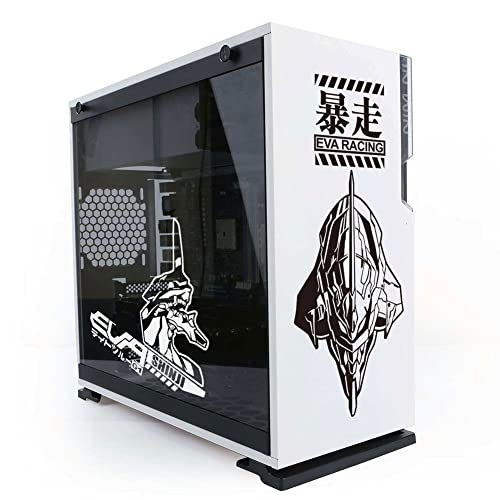 Anime Stickers for PC Case,Japanese Cartoon Decor Decals for ATX Computer Chassis Skin,Waterproof Easy Removable (Black and White)