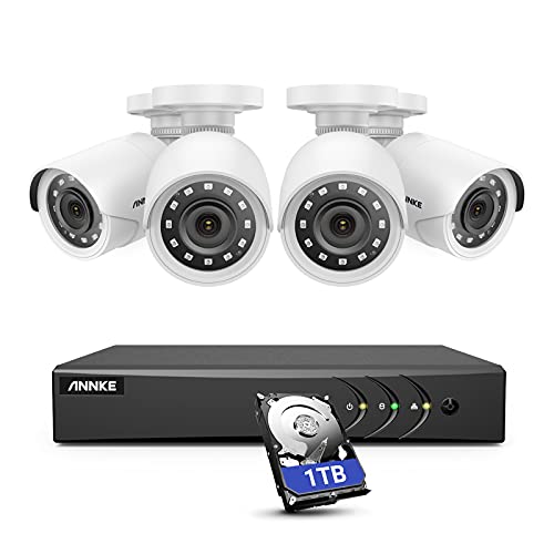 ANNKE 3K Lite 5-in-1 H.265+ 8CH DVR with 1TB Hard Drive and (4) 1080p (2MP) Weatherproof Surveillance Wired Cams