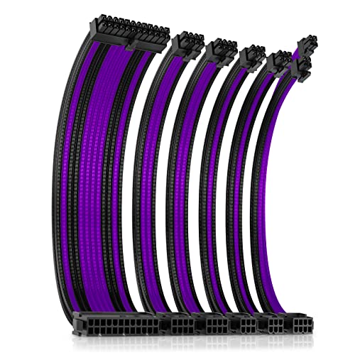 Antec Mod Sleeved Power Supply Cable Extension Kit ATX/EPS 8-pin PCI-E/6-pin w/Combs Purple UV