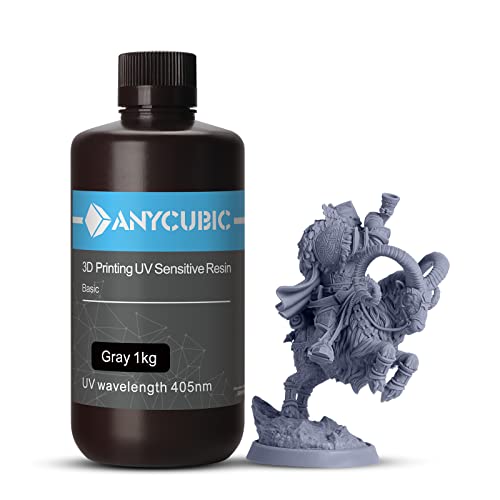 ANYCUBIC 3D Printer Resin, 405nm SLA UV-Curing Resin (Grey, 1kg)