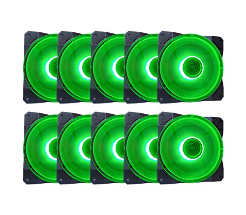 APEVIA 120mm Green LED Case Fan (10 Pack)