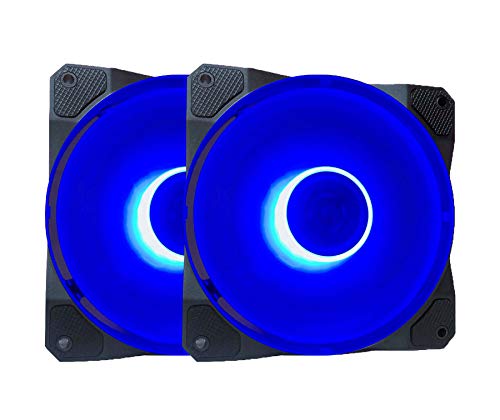 APEVIA CO212L-BL Cosmos 120mm Blue LED Ultra Silent Case Fan w/ 16 LEDs & Anti-Vibration Rubber Pads (2 Pk)