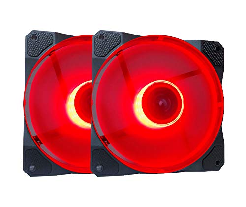 APEVIA CO212L-RD Cosmos 120mm Red LED Ultra Silent Case Fan w/ 16 LEDs & Anti-Vibration Rubber Pads (2 Pk)