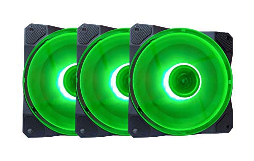 APEVIA CO312L-GN Cosmos 120mm Green LED Ultra Silent Case Fan w/ 16 LEDs & Anti-Vibration Rubber Pads (3 Pk)