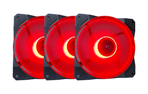 APEVIA CO312L-RD Cosmos 120mm Red LED Ultra Silent Case Fan w/ 16 LEDs & Anti-Vibration Rubber Pads (3 Pk)