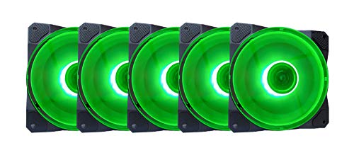 Apevia CO512L-GN Cosmos 120mm Green LED Ultra Silent Case Fan w/ 16 LEDs & Anti-Vibration Rubber Pads (5 Pk)