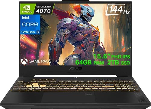 ASUS TUF Gaming Laptop 2023 Newest - High-Performance Gaming Laptop with 15.6" FHD 144Hz Display, Intel Core i7, NVIDIA RTX 4070, 64GB RAM, and 2TB SSD