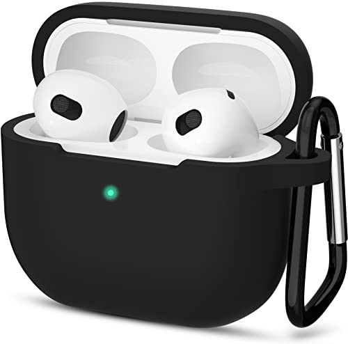 ATUAT AirPods 3 Case - Premium Silicone Cover for 2021, Wireless Charging - Black