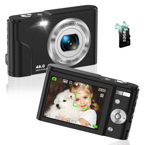 Autofocus FHD 1080P Digital Camera for Kids with 32GB Memory Card