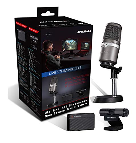 AVerMedia Live Streamer Bundle with Capture Card, 1080p Webcam and USB Microphone Background Voice Removal. for Twitch, Mixer, YouTube (BO311)