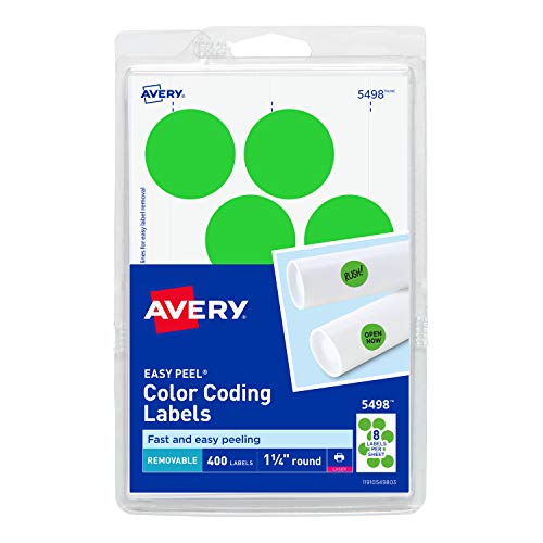Avery Removable Print or Write Color Coding Labels - Neon Green (Pack of 400)