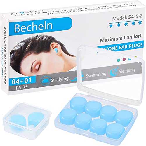 Becheln Reusable Silicone Ear Plugs - Comfortable and Effective Noise Blockers