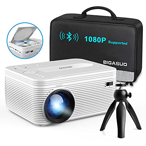 BIGASUO Bluetooth Projector with Built-in DVD Player