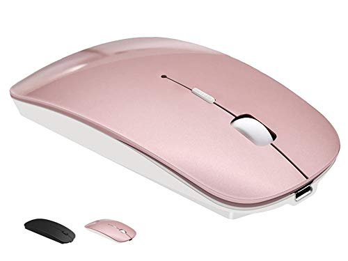 Bluetooth Wireless Mouse for MacBook Air Mac Pro Laptop Computer iPad Pad PC Laser Optical Rechargeable Mini Slim Silent Mouse Widely Used Desktop Hp iMac (Rose Gold)