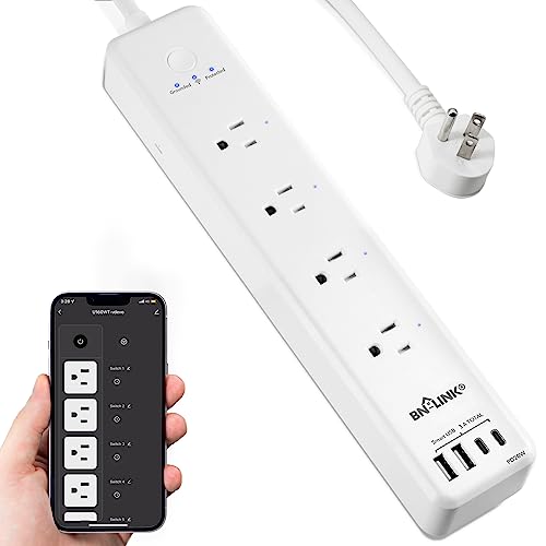 BN-LINK Smart Power Strip Compatible with Alexa Google Home, Smart Plug WiFi Outlets Surge Protector with 4 USB 4 Charging Port Multi Plug Extender,15A