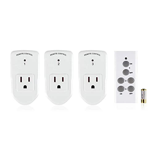 LoraTap Mini Remote Control Outlet Plug Adapter with Remote Wall Switch 656ft Range Wireless Remote Control for Indoor Lamps and Household